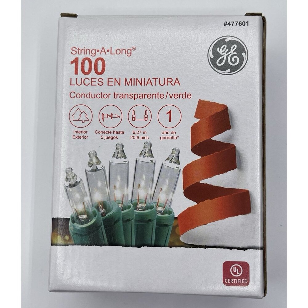 GOLD MINIATURE STRING•A•LONG LIGHTS-GENERAL ELECTRIC-20‎ FT-100 Count Green Wire